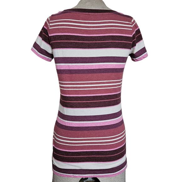 Pink and White Striped Tee Shirt Size Small - Picture 2 of 5